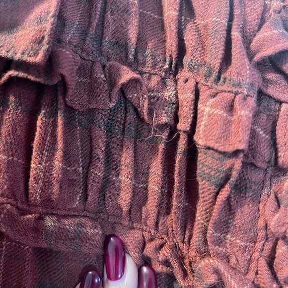 Max Studio Rust Plaid Ruffle Yoke Button-Up Blouse - Picture 10 of 16